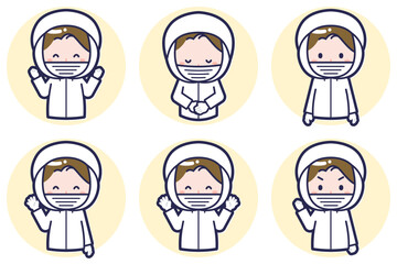 女性衛生服のポーズセット_02