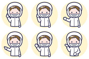 女性衛生服のポーズセット_03