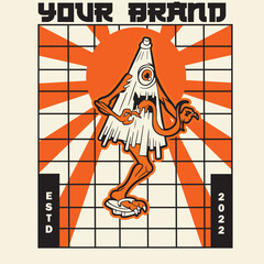 Vector image of Japanese demon Kasa-obake.