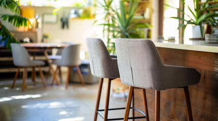 Fototapeta premium Contemporary kitchen interior with bar stools
