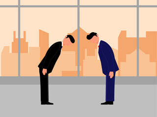 Japanese greeting. Japanese vector illustration