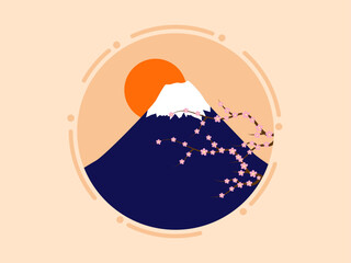 Fuji mountain. Japanese vector illustration