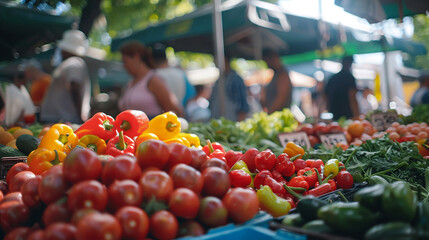 A busy farmers market. farmers market busy fresh produce vegetables shopping local community stalls food.
