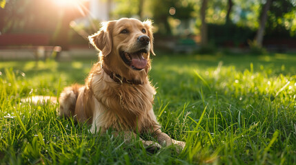 A dog playing in the yard. dog playing yard pet fun grass animal outdoor happy fetch.