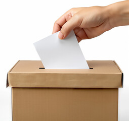 Hand Casting Vote in Ballot Box for Election or Survey