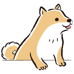 ひょこっと覗いている犬の手描きイラスト