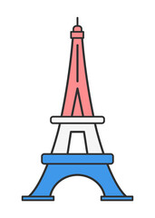 トリコロールカラーのエッフェル塔のアイコン - シンプルなフランスやパリのイメージ素材