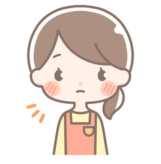 上半身｜驚く女性イラスト｜エプロン