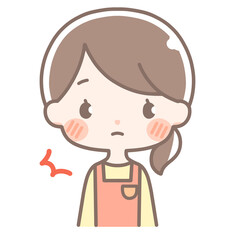 上半身｜びっくりする女性イラスト｜エプロン