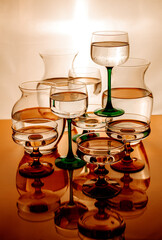 Background Image of Glassware showing the Reflection of Water in Glass