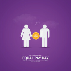 International Equal Pay Day Creative Ads. dollar and man vector isolated on Template for background. Equal Pay Poster design, vector, 3d, illustration, Sep 18. Important day, Holiday concept.