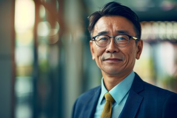 Fototapeta premium Portrait of a good looking Asian middle aged businessman