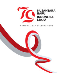 Indonesia 79th independence day. Indonesia ribbon flag element graphics template.