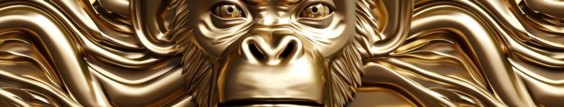 Elegant Golden AI-Generated 3D Monkey Wallpaper: A Luxurious Digital Print for Custom-Designed Murals and Wall Art.
