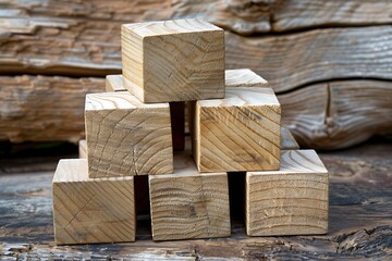 Stacked Wooden Blocks with Grain