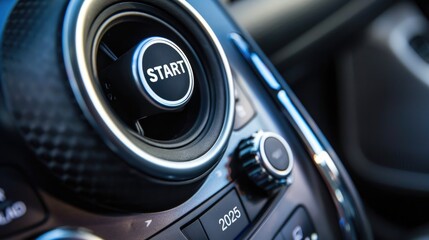 Start 2025 Red Power Button. Happy New Year