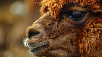 Close up of an alpaca s head