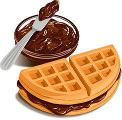 Chocolate Waffle Vector Graphic Clipart Illustration