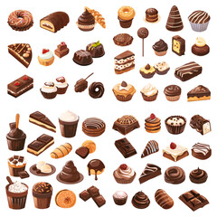 Chocolate Desserts Collection. Cakes, Cupcakes, Brownies, and More