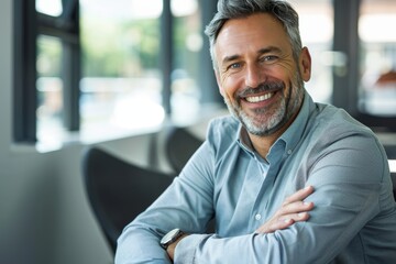 Naklejka premium happy businessman having a break in office