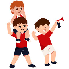 Kids Indonesian Sport Supporters Illustration