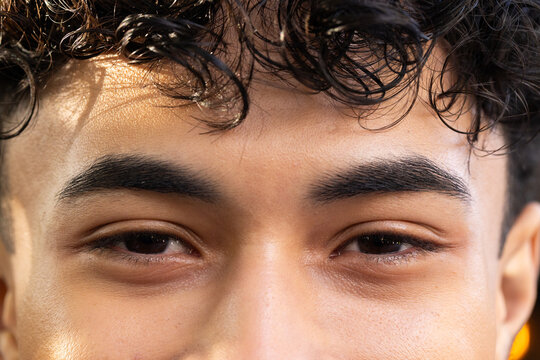 Close-up of person's eyes, focusing on their intense gaze