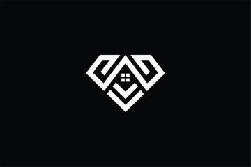 letter W arrow home icon construction abstract real estate logo, letter wm, wc, wd diamond icon home jewel or building logo icon symbol