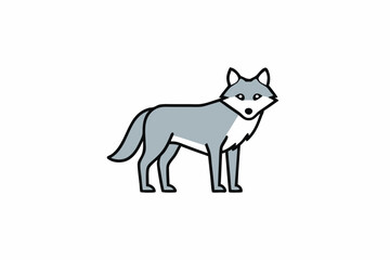 Obraz premium Eastern Wolf learns icon vector white background