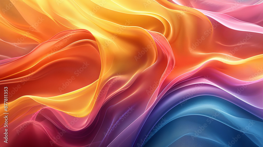 Poster Abstract colorful background with wavy pattern forming smooth swirls
