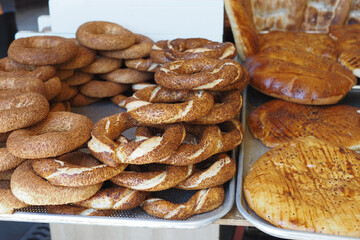 Turkish Bagel Simit selling in a van 
