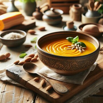 Sopa crema de calabaza.