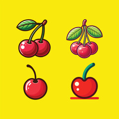 Cherry Fruit Icon Vector Design.