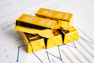 Gold bar on graph static, finance and economy.