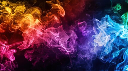Obraz premium Vivid swirls of colorful smoke against a dark background, creating a dynamic and abstract visual perfect for artistic themes.