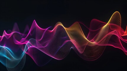 Fototapeta premium Abstract waves of vibrant colors flowing against a black background, creating a dynamic and modern visual for artistic designs.