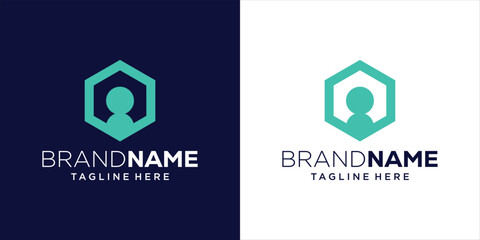 Creative Negative Space Hexagon People Logo Design, Design Inspiration, Illustration, Vector