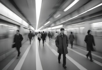 people walking in subway