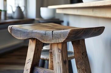 Rustic Wooden Stool in a Kitchen Setting