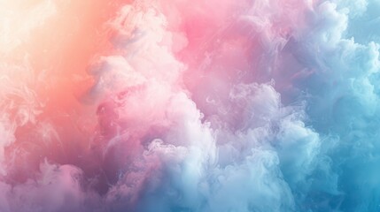 Fototapeta premium Soft pastel hues of pink, blue, and white merge in the sky, casting a serene and dreamy aura akin to a delicate watercolor masterpiece. 