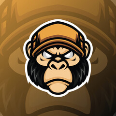 a monkey head wearing a yellow hat