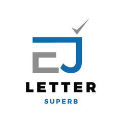 Initial Letter EJ Check Mark Icon Logo Design Template