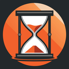 Sand is dropping from the hourglass timer in the hand.