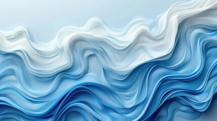 Naklejka premium A light blue gradient background with smooth, flowing blue and white wave patterns at the bottom, creating a fresh and dynamic visual effect. 
