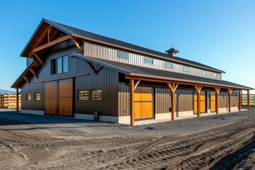 Modern Barn with Wooden Accents and Metal Siding
