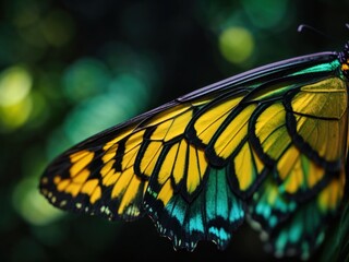 Butterfly Wing closeup butterfly wing yellow black