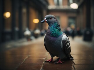 Obraz premium pigeon looks at the camera on street