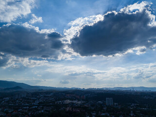 Aerial photograph of Southern Mexico City and its diverse neighborhoods, Coyoacan