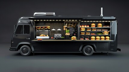 Beautiful Food truck mock up with copy space for texy food cart concept
