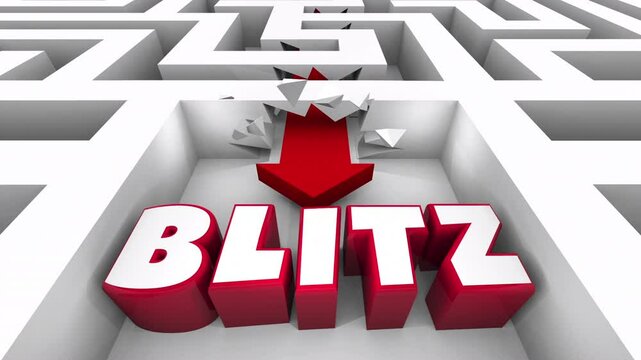 Blitz Achieve Goal Maze Arrow Crash Through Barriers Obstacles 3d Animation