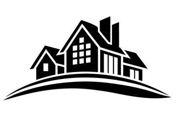 Real state logo icon silhouette vector illustration on white background